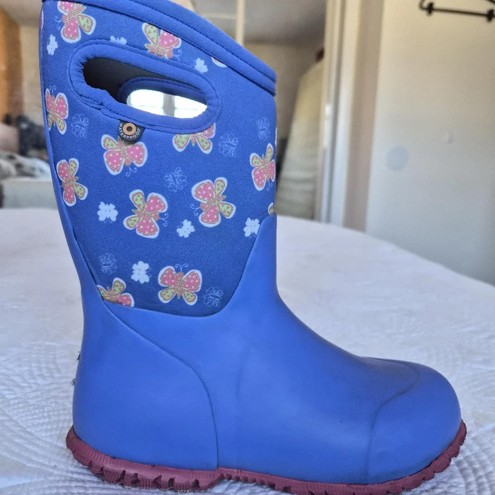VGUC Bogs Durham Butterfly Kids Winter Waterproof Boots - Size 2